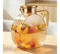 XRXYMQ Carafe à eau de 2,5 l - Couleur champagne - Carafe pour boissons chaudes et froides - Carafe en verre avec couvercle - Poignée large - Pour thé glacé, lait, café, vin, jus