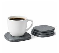 XRzitky Lot de 4 dessous de verre absorbants en diatomite à séchage instantané pour boissons, vin, café, tasses modernes et uniques en terre de diatomée pour table basse, bureau, gris foncé