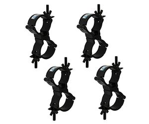 Xsayjia 4pcs Matériel d'éclairage de scène Crochets de Fixation, Boucle à double anneau Truss Faisceau de tubes MINI 360-QRSWIVEL disponible Truss 48-51MM Heavy Duty Charge Max 100KG(Noir)