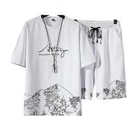 Xsayjia Ensemble De Pyjamas Homme Survêtement d'été 2 pièces pour Homme T-Shirt et Short Costume Coupe Slim,Grande Taille,Sport M-5XL