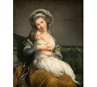 XSBPDPII Peinture à L'huile Moderne Toile Mur Peinture sur Toile Art Self Portrait with Her Daughter Julie by Louise Élisabeth Vigée Le Brun Poster Reproduction Toile 60x90cm