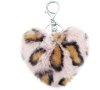 Xsclpomddy Léopard Cœur Pom Pom Porte-clés Sacs Sacs à Dos Accessoires Charm Porte-clés Voiture