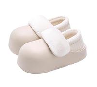 XSCQ Chaussons d'hiver pour femme - Doublure en peluche, doublure amovible pour un nettoyage facile, semelle antidérapante, imperméable, chaussures chaudes confortables, blanc cassé - Couverture