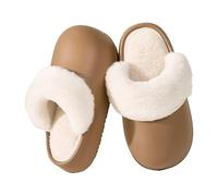 XSCQ Chaussons d'hiver pour femme - Doublure en peluche, doublure amovible pour un nettoyage facile, semelle antidérapante, imperméable, chaussures chaudes confortables, kaki - Demi-housse, 37.5 EU