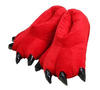 XSCQ Pantoufles confortables en peluche avec griffe de dinosaure - Pantoufles d'hiver chaudes en forme de patte d'animal pour hommes, femmes et enfants - Chaussures d'intérieur en fourrure, Rouge, 35