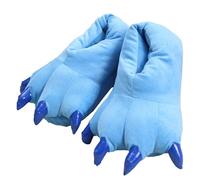 XSCQ Pantoufles confortables en peluche avec griffe de dinosaure - Pantoufles d'hiver chaudes en forme de patte d'animal pour hommes, femmes et enfants - Chaussures d'intérieur en fourrure, bleu, 4