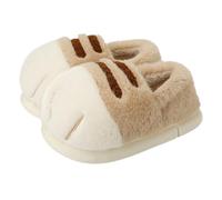 XSCQ Pantoufles d'intérieur en peluche mignonnes pour femme, antidérapantes et moelleuses, cadeaux pour les amoureux des chats, kaki, 41 EU