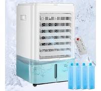 XSDAJSD Climatiseur Portable, Ventilateur à 3 Vitesses et 4 Modes, réservoir d'eau de 4 L, Refroidisseur d'air par évaporation Mobile 4 en 1 pour Maison, Bureau, Camion, Camping-Car, 12 V/220 V