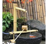 XSDAJSD Fontaine d'intérieur/extérieur de Style Japonais - Décoration pour Jardin Zen, Roue à Eau en Bambou avec Pompe pour Un aménagement Aquatique paisible.