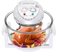 XSDAJSD Friteuse à air Chaud en Verre Blanc, 12 L, Four à Convection, cuiseur électrique Turbo, Cuisson à 360°, fenêtre Transparente, minuterie Multifonction