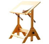 XSDAJSD Table à Dessin en Bois Massif, Bureau d'artiste, Table d'architecte, Design Naturel, Hauteur et Angle réglables, pour la Conception Graphique, la Lecture, l'étude