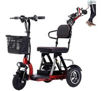 XSDAJSD Tricycle électrique Pliable, déambulateur 3 Vitesses, Batterie Amovible 48 V 20 Ah (autonomie : 55 km), siège/Dossier Confortable, avec éclairage, klaxon et indicateur de Batterie, Rouge