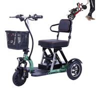 XSDAJSD Tricycle électrique Pliable, déambulateur 3 Vitesses, Batterie Amovible 48 V 20 Ah (autonomie : 55 km), siège/Dossier Confortable, avec éclairage, klaxon et indicateur de Batterie, Vert