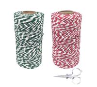 XSDSLS Ficelle de Coton Corde, 100 m Ficelle Coton Noël Cordelette Bicolore, 2MM Ficelle Cadeau Decorative Cordes pour Pâtisserie,Jardinage,Travaux Manuels,DIY Emballage Cadeau de Noël (Set1)