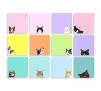 XSDSLS Lot de 12 blocs-notes autocollants en forme de chat,Chats Notes Autocollante,Bloc-note adhésif chat pour cadeau pour les amoureux des chats, fournitures scolaires et de bureau 7,6 x 7,6 (Set1)