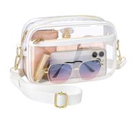 XSDSLS Sac à bandoulière transparent en PVC approuvé par le stade avec bandoulière réglables et Amovibles Sac Transparent Imperméable pour Concert Stadium Stade (Blanc)