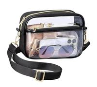 XSDSLS Sac à bandoulière transparent en PVC approuvé par le stade avec bandoulière réglables et Amovibles Sac Transparent Imperméable pour Concert Stadium Stade (Noir)