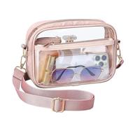 XSDSLS Sac à bandoulière transparent en PVC approuvé par le stade avec bandoulière réglables et Amovibles Sac Transparent Imperméable pour Concert Stadium Stade (Rose)