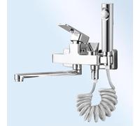 XSDSM Kit Robinet Mitigeur Mural pour Évier De Cuisine avec Pistolet De Pulvérisation Robinet Evier De Cuisine Chaud Et Froid Double Trou,Chromé