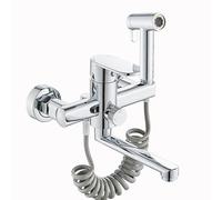 XSDSM Kit Robinet Mitigeur Mural Pour Évier De Cuisine avec Pistolet De Pulvérisation Robinet Laiton Chaud Et Froid 2 Trous Chromés,15cm