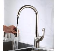 XSDSM Mitigeur Cuisine avec Douchette Extractible Robinet Evier avec Douchette à 2 Modes Pivotant à 360° Poignée Unique Trou Unique Chaud et Froid,Couleur Brossée