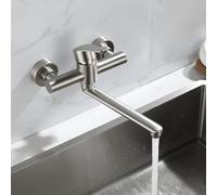 XSDSM Mitigeur Cuisine Évier Robinet Mural Pivotant À 360° Robinet Acier Inoxydable Eau Chaude Et Froide,Couleur Brossée