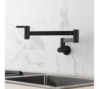 XSDSM Mitigeur Lavabo Mural Noir Robinet De Cuisine Pliable pour L'Injection D'Eau De Poêle À Trou Unique,Noir