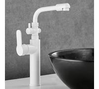 XSDSM Mitigeur Salle De Bain Robinet Lave Main avec Connexion De 1/2 Pouces Robinet Machine À Laver Eau Chaude Et Froide Trou Unique,Blanc