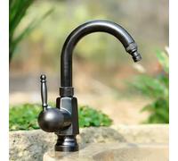 XSDSM Robinet Antigel Jardin Pivotant À 360 ° Robinet Exterieur Jardin Decoratif Eau Chaude Et Froide Trou Unique Poignée Unique,Noir