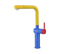 XSDSM Robinet Cuisine avec Douchette Extractible Rotation À 360 ° Deux Modes D'Eau Robinet Mitigeur À Levier Unique Eau Chaude Et Froide,Rouge Jaune Bleu