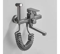 XSDSM Robinet Cuisine Gris Pistolet, Robinet Evier De Cuisine Mural avec Pistolet Pulvérisateur Levier Unique Chaud Et Froid Pivotant À 360 °,18cm