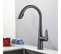 XSDSM Robinet Cuisine Mitigeur avec Douchette Extractible Double Mode De Pulvérisation D'Eau Robinet Cuisine Col De Cygne En Laiton Eau Chaude Et Froide,Gris Pistolet