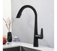 XSDSM Robinet Cuisine Mitigeur avec Douchette Extractible Double Mode De Pulvérisation D'Eau Robinet Cuisine Col De Cygne En Laiton Eau Chaude Et Froide,Noir