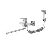 XSDSM Robinet Cuisine Mural avec Pistolet Pulvérisateur Robinet Evier Orientable À 180° En Inox Bras Orientable 35cm,Brossé