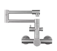 XSDSM Robinet Cuisine Mural Rabattable Robinet De Lavabo Avec Un Bras Oscillant En Paire,Argent Brossé