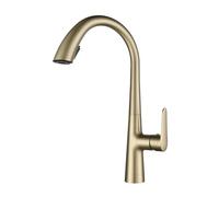 XSDSM Robinet De Cuisine Évier Robinet Cuisine Douchette Extractible Deux Modes De Sortie D'Eau,Or Brossé