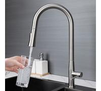 XSDSM Robinet De Cuisine Évier Robinet Cuisine Douchette Extractible Rotatif À 360 ° Mitigeur Evier En Acier Inoxydable Eau Froide Simple,Brossé