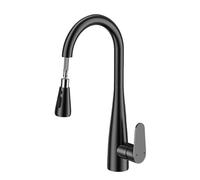 XSDSM Robinet De Cuisine Extractible Pivotant À 360 ° À Double Mode Mitigeur Evier En Laiton Poignée Unique Arc Haut,Noir