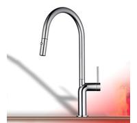 XSDSM Robinet De Cuisine Extractible Pivotant À 360 ° Double Mode Mitigeur De Cuisine À Levier Unique Robinet Evier En Laiton,Argent