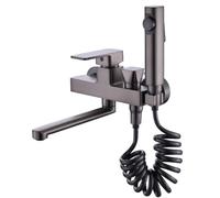 XSDSM Robinet De Cuisine Gris Pistolet Robinet De Cuisine Mural avec Pistolet De Pulvérisation Robinets Evier En Laiton Chaud Et Froid,25 cm