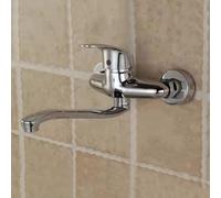 XSDSM Robinet De Cuisine Murale Pivotant À 360 ° Mitigeur Monocommande Eau Chaude Et Froide Double Trou En Laiton Chromé,24CM