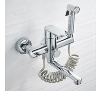 XSDSM Robinet De Cuisine Robinet Evier De Cuisine Mural avec Pistolet Pulvérisateur Rotation 180° 2 Modes Chrome,18cm