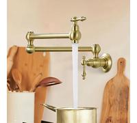 XSDSM Robinet De Remplissage Chaudière Robinet Cuisine Mural Pliable Avec Bras Oscillant Pliable À Double,Or Brossé
