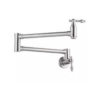 XSDSM Robinet De Remplissage De Casserole Robinet Cuisine Mural Pliable Double Interrupteur Eau Froide Uniquement,Couleur Brossée