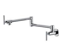 XSDSM Robinet De Remplissage Mitigeur Lavabo Or Brossé Robinet Cuisine Mural Pliable Deux Poignées,Argent
