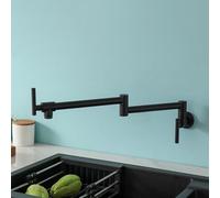 XSDSM Robinet De Remplissage Mural Robinets D'Évier De Cuisine Robinet Eau Froide Laiton Pliable Et Extensible,Noir Mat