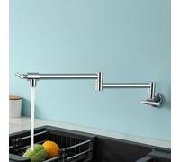 XSDSM Robinet De Remplissage Mural Robinets D'Évier De Cuisine Robinet Eau Froide Laiton Pliable Et Extensible,Argent Chromé