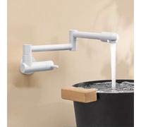 XSDSM Robinet De Remplissage Pliable Robinet Mural Evier De Cuisine Laiton Robinets Eau Froide Uniquement,Blanc