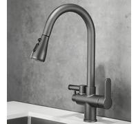 XSDSM Robinet De Salle De Bain Extractible avec Interface Filetée G1/2 Deux Modes D'Eau Robinet Lavabo Chaude Et Froide,Gris Pistolet