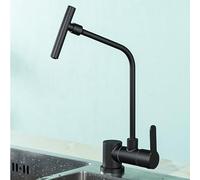 XSDSM Robinet D'Eau Froide Unique Robinet de Cuisine Pliant en Osmose Sous La Fenêtre Robinet Eau Potable Rotatif à 360 ° Acier Inoxydable 1/4",Noir